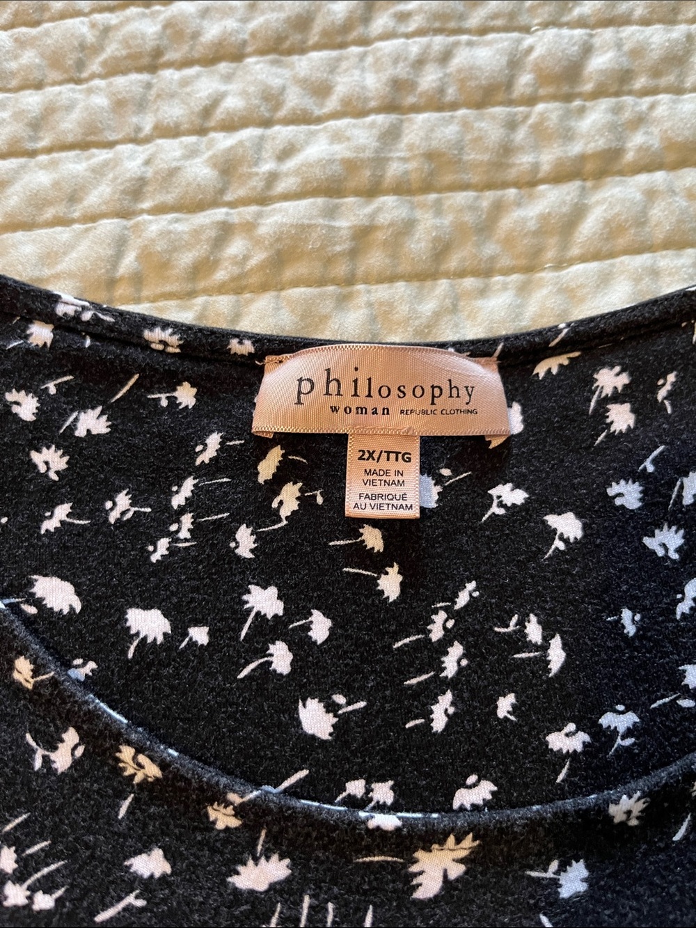 Philosophy Black Tee with White Floral Scatter - Short Sleeve - Picture 2 of 4